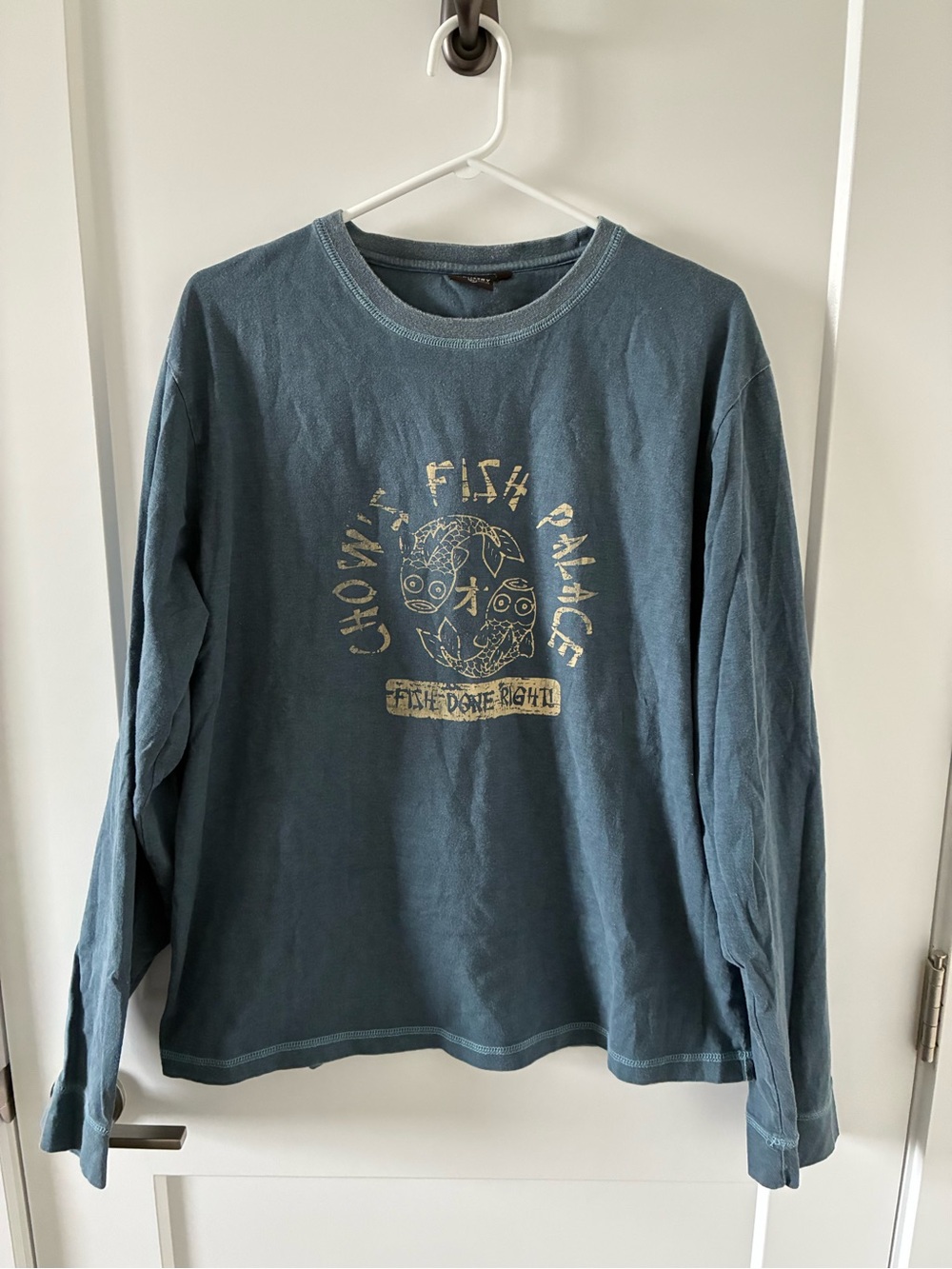 Chowda Fish Palace Men's Long Sleeve Tee - Dusty Blue